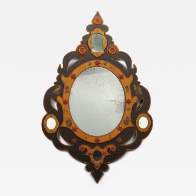 Polychrome Decorated Folk Art Mirror