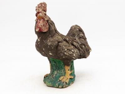 Polychrome Stone French Country Rooster Mid 20th Century