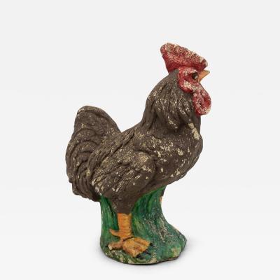 Polychrome Stone French Country Rooster Mid 20th Century