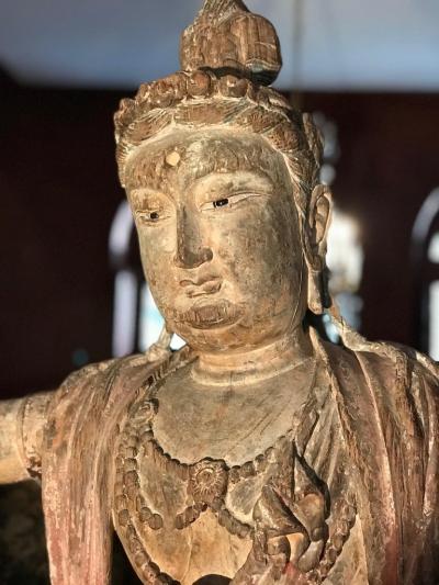 Polychrome Wood Figure of Guanyin Qing