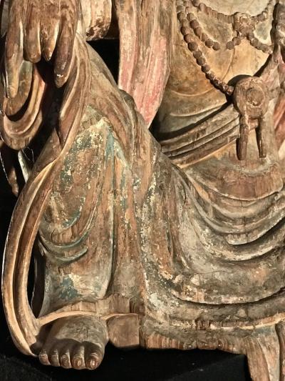 Polychrome Wood Figure of Guanyin Qing