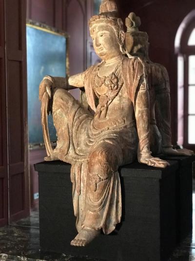 Polychrome Wood Figure of Guanyin Qing