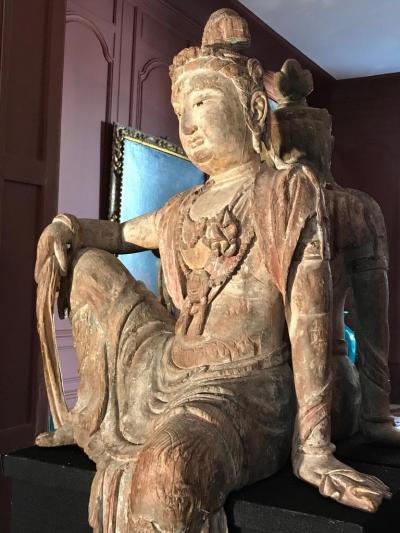 Polychrome Wood Figure of Guanyin Qing
