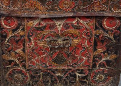 Polychromed Spanish Colonial Leather Trunk
