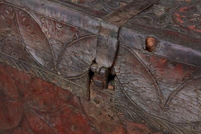 Polychromed Spanish Colonial Leather Trunk