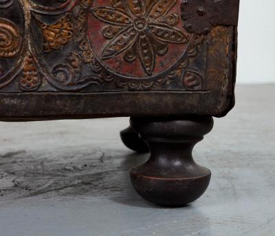 Polychromed Spanish Colonial Leather Trunk