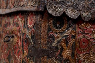 Polychromed Spanish Colonial Leather Trunk