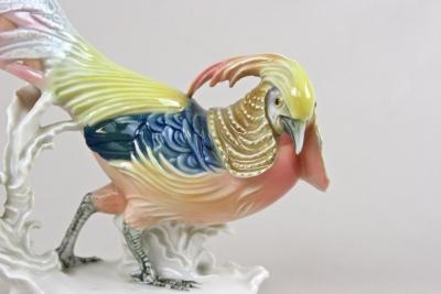 Porcelain Figurine Golden Pheasant by F Karl Ens Germany circa 1920