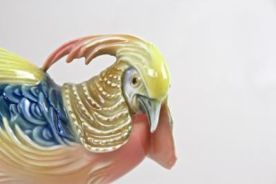 Porcelain Figurine Golden Pheasant by F Karl Ens Germany circa 1920