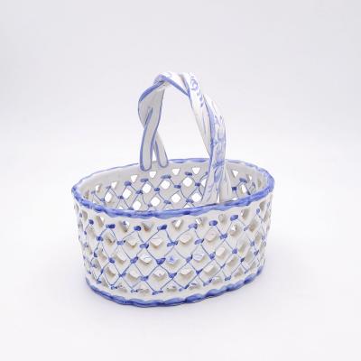 Porcelain Pierced Basket Portugal circa 1910