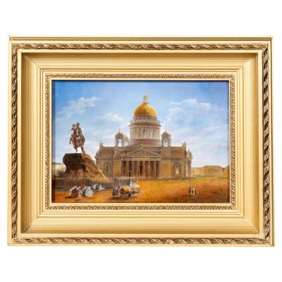 Porcelain Plaque Featuring St Isaacs Cathedral With Peter The Great