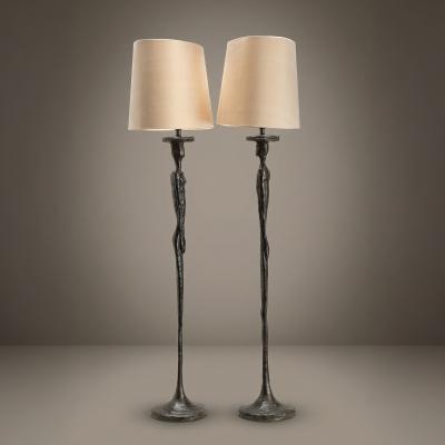 Porta Romana Giacometti Form Table Lamps with Bronze Finish by Porta Romana Pair