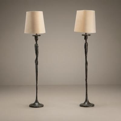 Porta Romana Giacometti Form Table Lamps with Bronze Finish by Porta Romana Pair