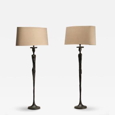 Porta Romana Giacometti Form Table Lamps with Bronze Finish by Porta Romana Pair