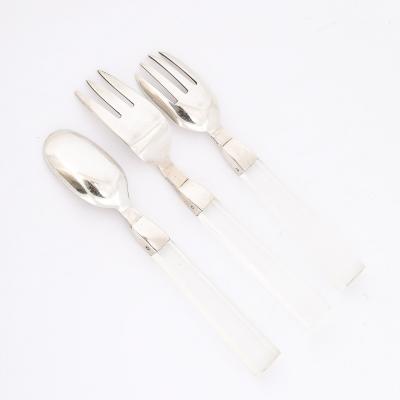 Porter Blanchard Set of 7 Mid Century Sterling Silver Lucite Flatware by Porter Blanchard