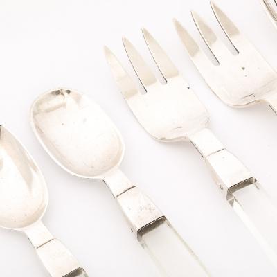 Porter Blanchard Set of 7 Mid Century Sterling Silver Lucite Flatware by Porter Blanchard