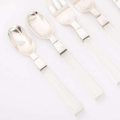 Porter Blanchard Set of 7 Mid Century Sterling Silver Lucite Flatware by Porter Blanchard