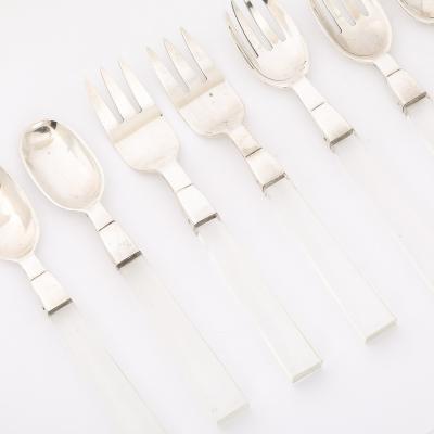 Porter Blanchard Set of 7 Mid Century Sterling Silver Lucite Flatware by Porter Blanchard