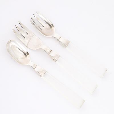 Porter Blanchard Set of 7 Mid Century Sterling Silver Lucite Flatware by Porter Blanchard