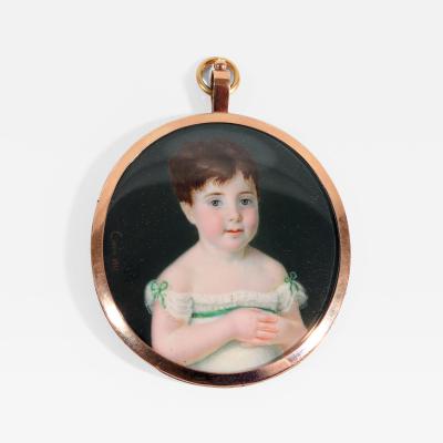 Portrait Miniature of a Young Girl Signed Corno 1817
