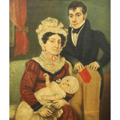 Portrait of Husband and Wife with Baby