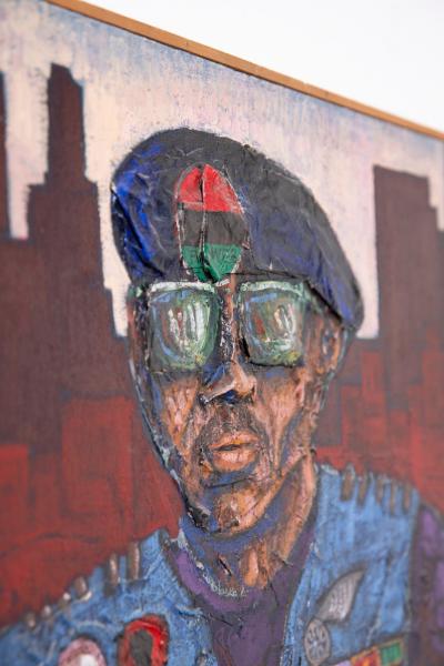Portrait of a Black Panther Activist by N Correa Oil and Mixed Media 1969