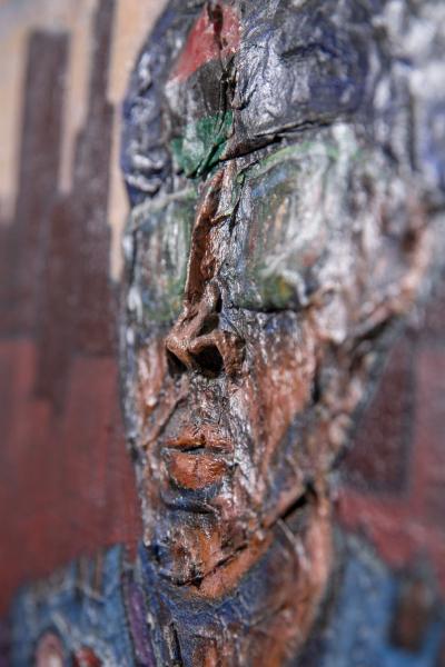 Portrait of a Black Panther Activist by N Correa Oil and Mixed Media 1969