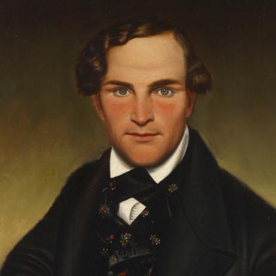 Portrait of a Gentleman Holding a Horn While Writing Music