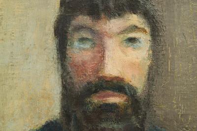 Portrait of a Sitting Man Oil and Tempera Paint on Canvas Belgium 1964