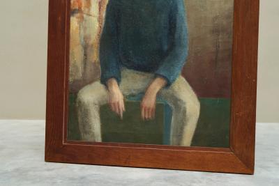 Portrait of a Sitting Man Oil and Tempera Paint on Canvas Belgium 1964