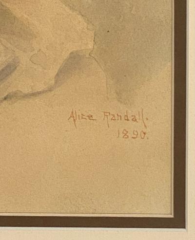 Portrait of a Young Boy in Watercolor Signed Alice Randall 1890