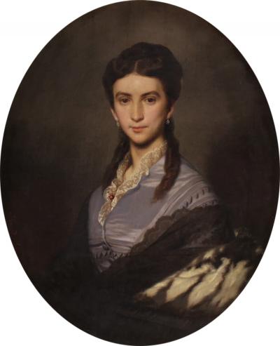 Portrait painting of a lady signed Johann Grund and dated 1869
