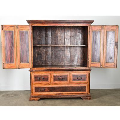 Portuguese 18th Century Faux Bois Painted Cabinet