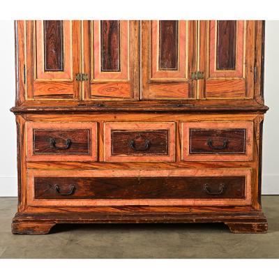 Portuguese 18th Century Faux Bois Painted Cabinet