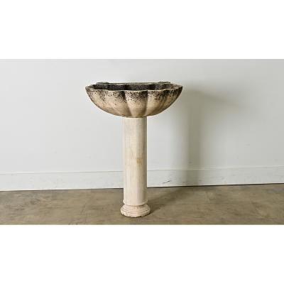 Portuguese 19th Century Carved Stone Pedestal Sink