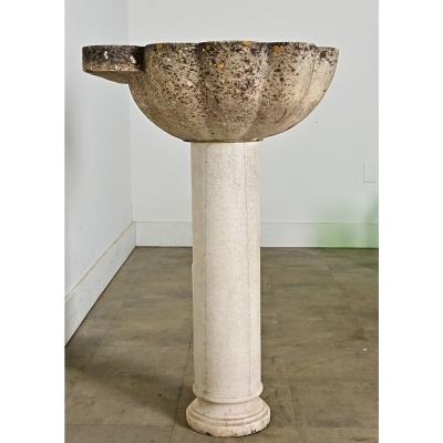 Portuguese 19th Century Carved Stone Pedestal Sink