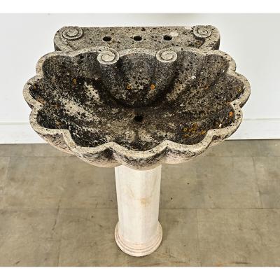 Portuguese 19th Century Carved Stone Pedestal Sink