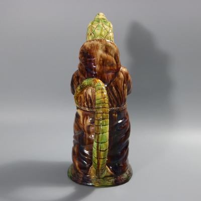 Portuguese Cunha Palissy Majolica Anthropomorphic Lizard Monk Jug