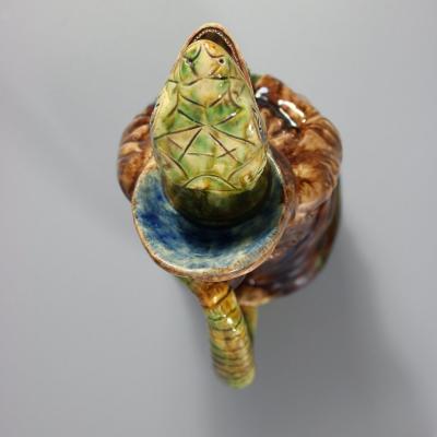 Portuguese Cunha Palissy Majolica Anthropomorphic Lizard Monk Jug