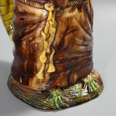 Portuguese Cunha Palissy Majolica Anthropomorphic Lizard Monk Jug