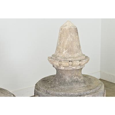 Portuguese Pair of 19th Century Carved Stone Pinnacles