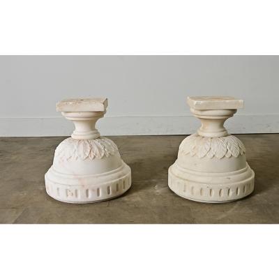 Portuguese Pair of Carved Alabaster Urns