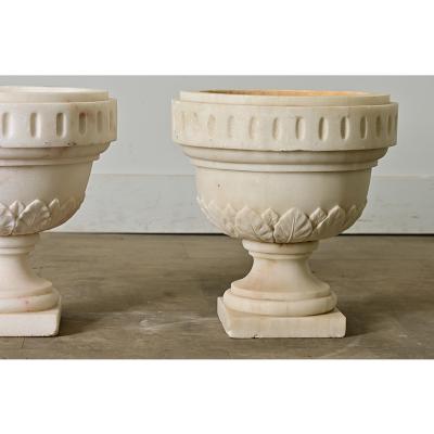 Portuguese Pair of Carved Alabaster Urns