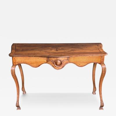 Portuguese Provincial Inlaid Fruitwood Console Table