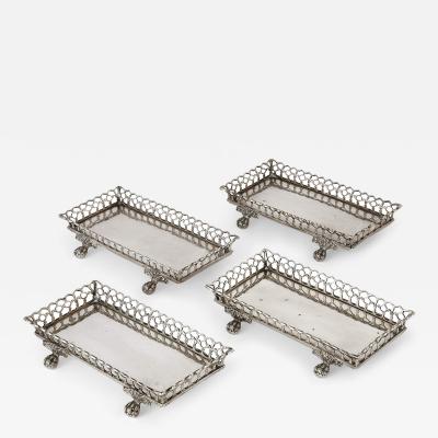 Portuguese silver set of four identical snuffer trays