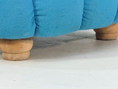 Post Modern Biscuit Tufted Pair Turquoise Lounge Chairs 1980