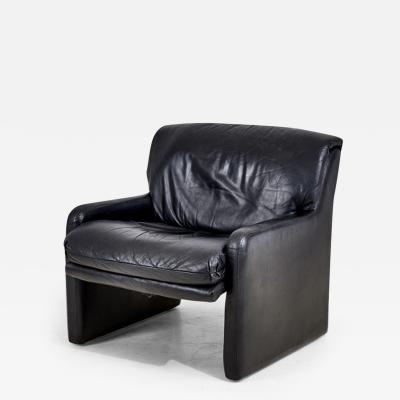 Post Modern Black Leather Lounge Chair 1980
