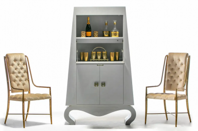 Post Modern Chinoiserie Dry Bar Cabinet C 1990s