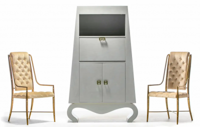 Post Modern Chinoiserie Dry Bar Cabinet C 1990s
