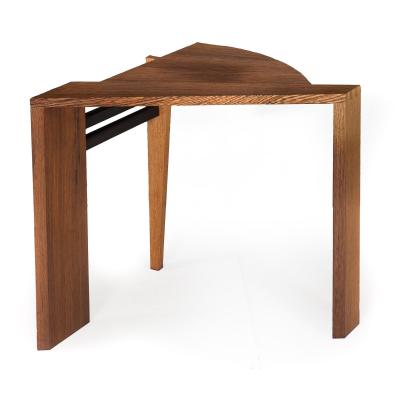 Post Modern Ebony Hardwood Accent Table w Dovetailed Corners circa 1987